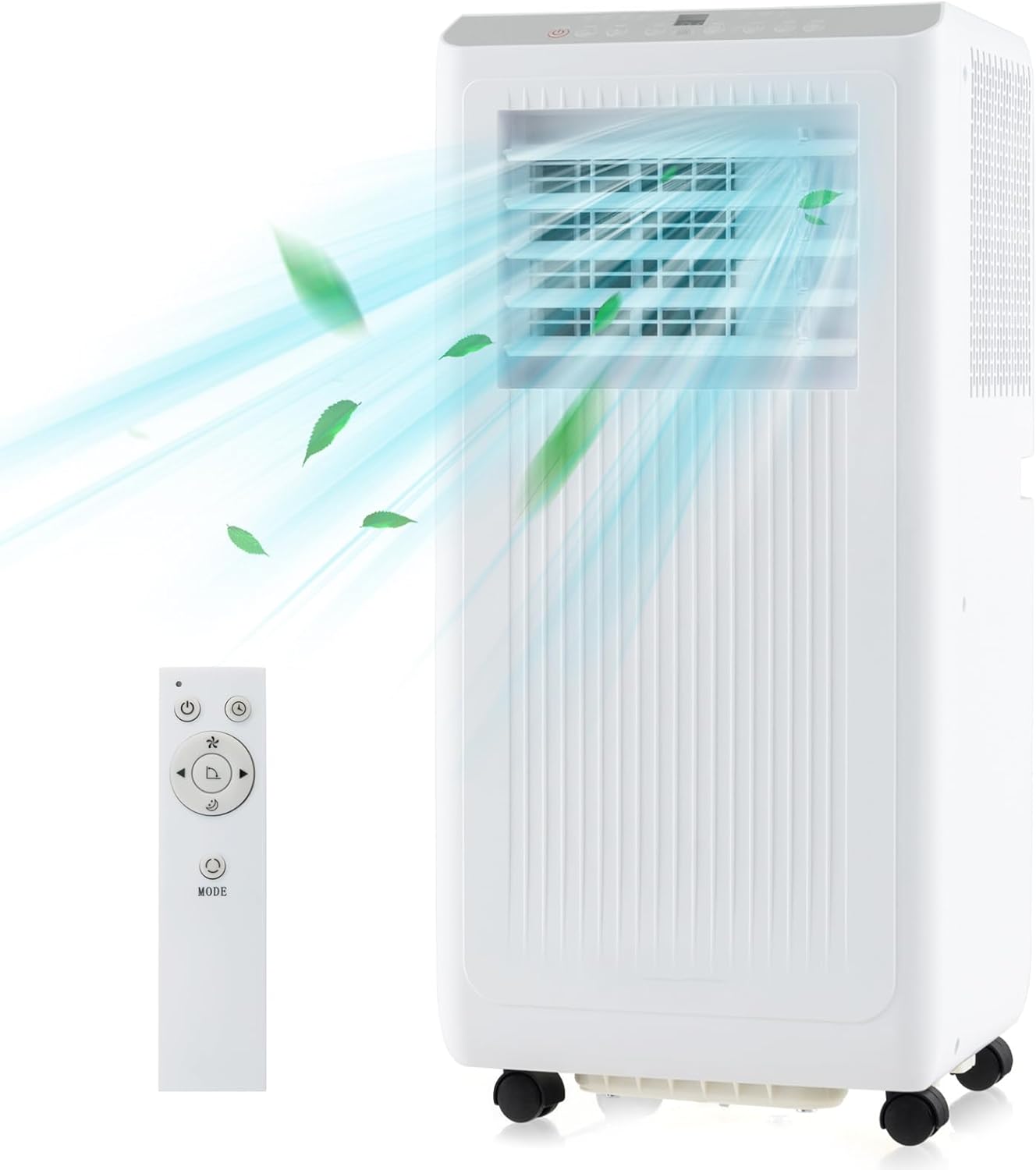 GOFLAME 10000BTUS Portable Air Conditioner for Rooms up to 250 Sq.Ft, 3-in-1 AC Unit on Wheels w/Cooling, Fan, Dehumidifier, Sleep Modes, 24H Timer, Remote Control Installation Kit, Floor AC Unit