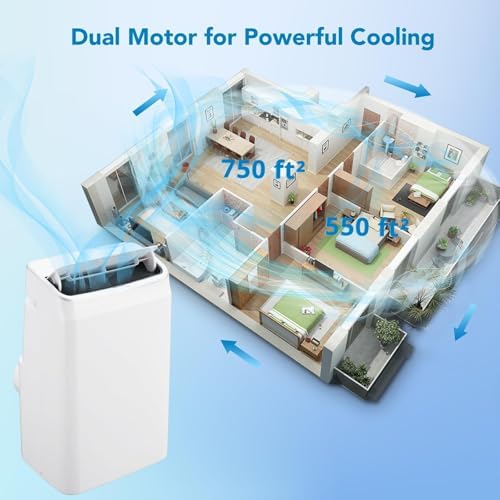 14000 BTU Portable Air Conditioners with Remote Control, 3-in-1 Free Standing Cooling AC Unit with Fan & Dehumidifier, Cools Room up to 750 sq.ft, Smart/Sleep Mode, 3 Speed, Auto Swing, 24H Timer