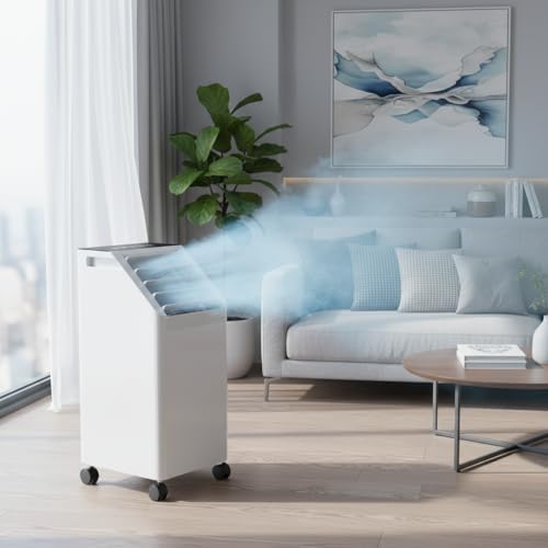 Evaporative Air Cooler,3-IN-1 Windowless Portable Air Conditioner with 4 Ice Packs