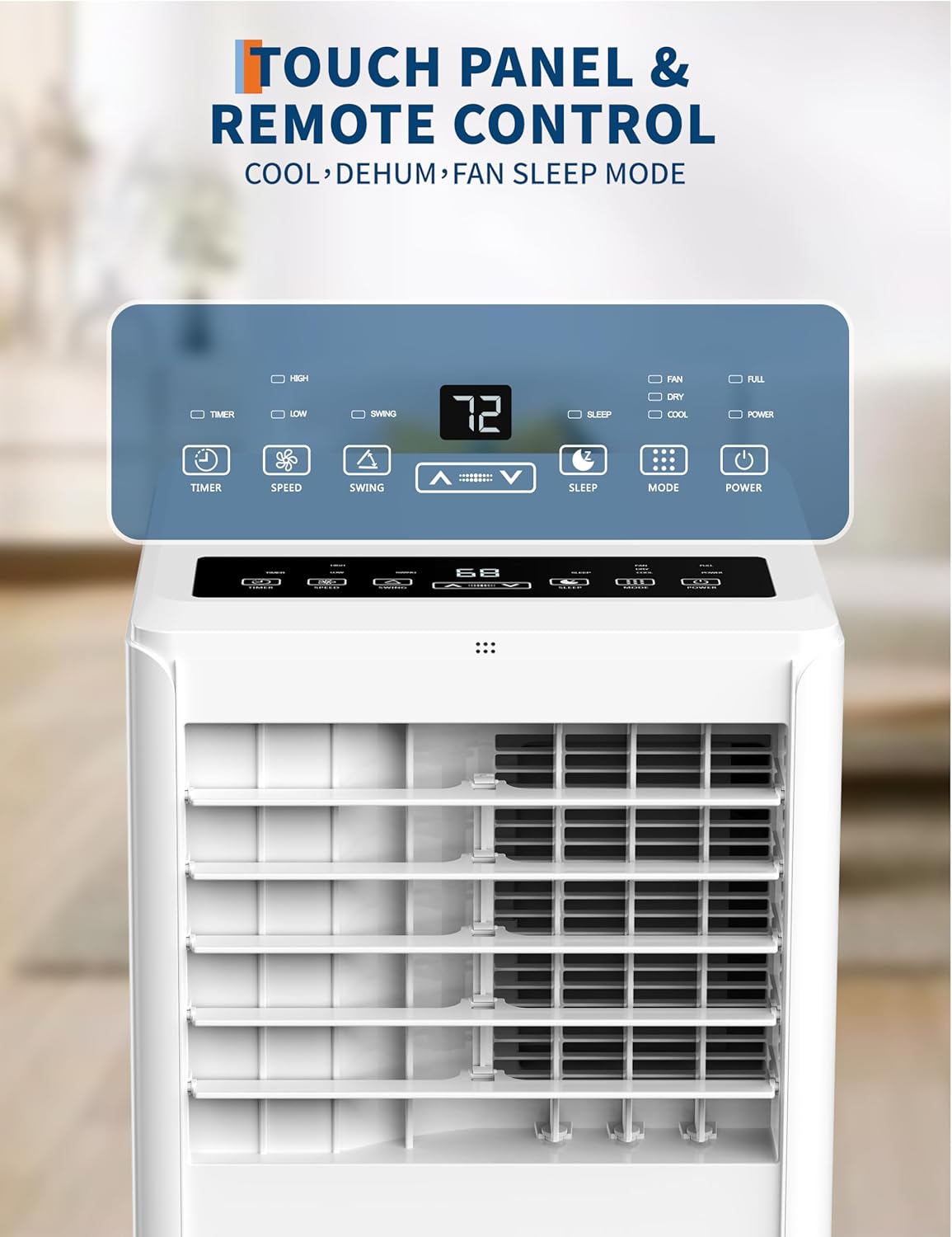 8000 BTUs Portable Air Conditioner, Air Conditioners 3-In-1 Cooling, Fan & Dehumidifier for Up to 350 Sq.Ft, Remote Control, 24H Timer, Smart Sleep Mode, Floor AC Units, LED Display