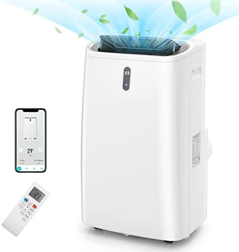 LDAILY 4-in-1 Portable Air Conditioner w/Remote Control, 12000 BTU AC Unit w/Cool, Heat, Fan, Dry & Sleep Mode, Smart Phone Control, Cools Up to 450 sq.ft, Air Cooler w/Window Kit (12000 BTU)