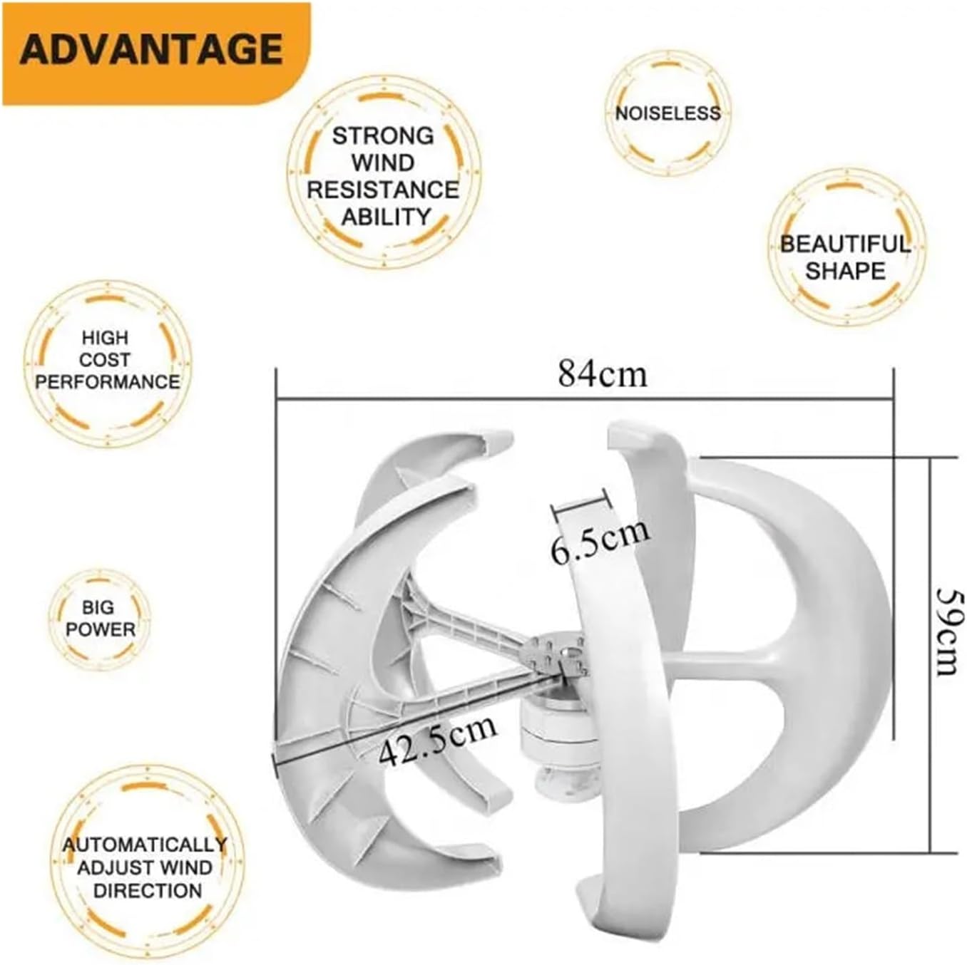 Wind Turbine 5KW 3KW Vertical Axis Permanent Maglev Generator Altern with Mppt Controller for Home Use Farm Industrial Energy(White,MODEL2_12V_3KW)