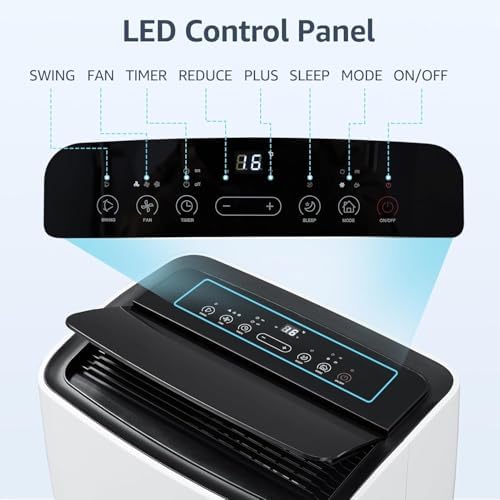 12,000 BTU Portable Air Conditioner with Efficient Cooling for Rooms up to 550 Sq Ft, 3 in-1 Portable AC Unit, Window Mount Exhaust Kit for Home & Office Use