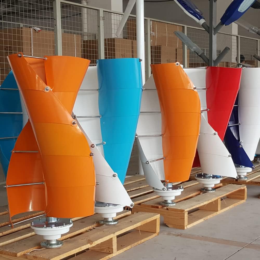 Wind Turbine, Wind Mill Energy Vertical Wind Turbine 3000W 24V 48V Maglev System Small for Hybrid Solar Wind System(Blue White_48V)