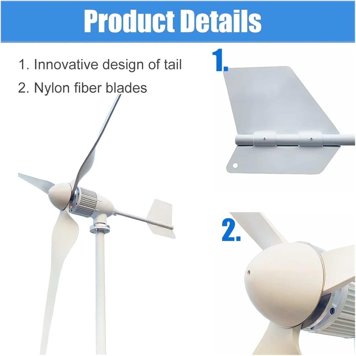 4000w Wind Turbine Generators Kit, Horizontal Wind Turbine Generator 96V 48V 24V for Home Industrial Energy(with Hybrid controll,48V)