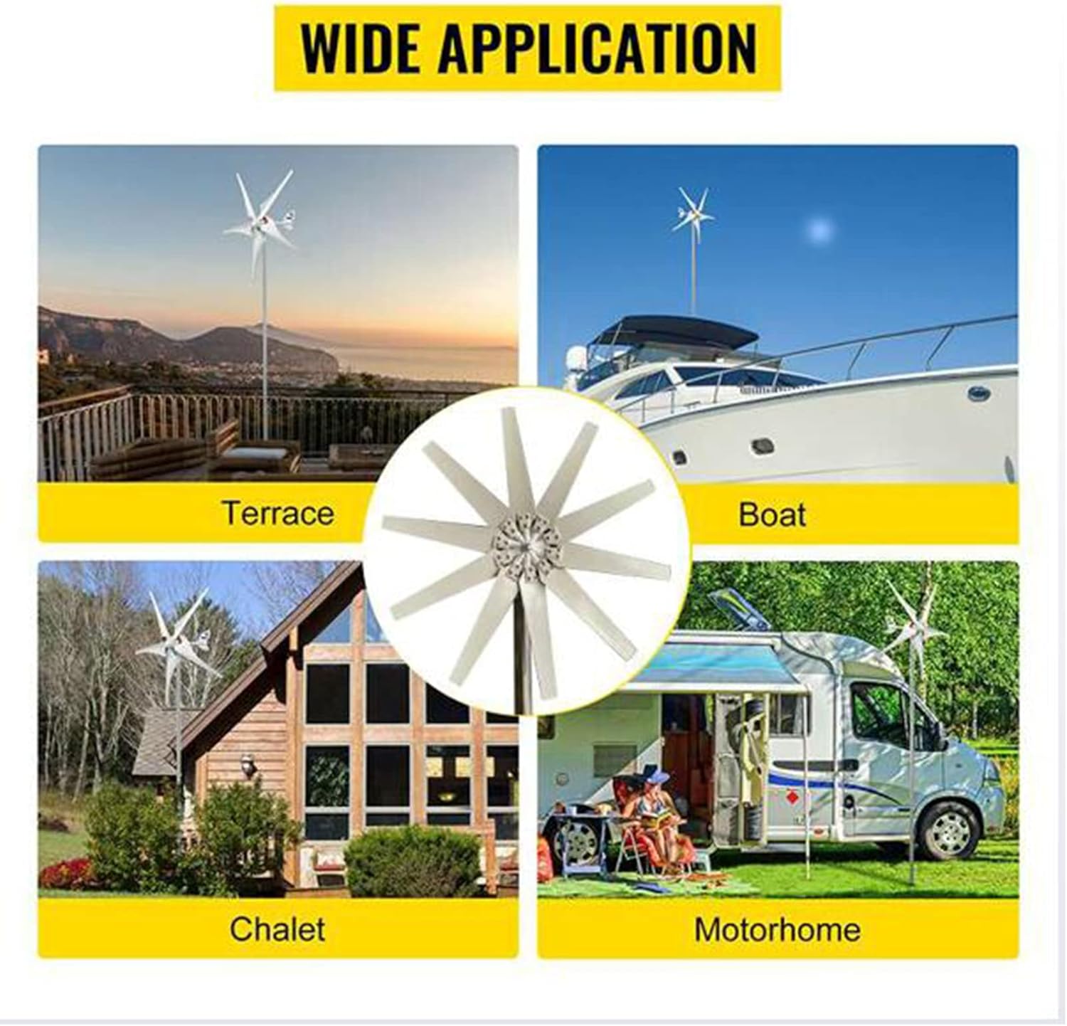 16000W Vertical Wind Turbine Wind Generator, 12V-220V Home Use Wind Turbines White 10 Blade with MPPT Charge Controller