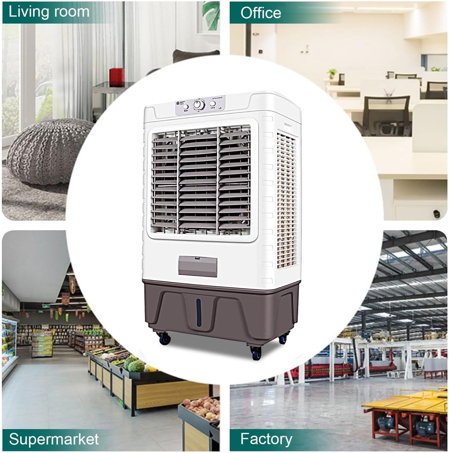 Evaporative Air Cooler, Portable 3-in-1 Air Conditioner with 120° Oscillation, 90L/24 Gal Water Tank, 3 Speeds for Indoor & Outdoor Use