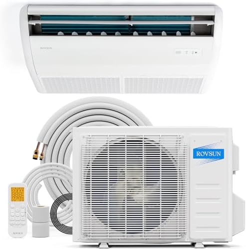 ROVSUN 22200 BTU Floor Ceiling Mounted Air Conditioner with Inverter & Remote Control, 23 SEER2 Ductless Mini Split AC/Heating System with Pre-Charged Condenser, Heat Pump & Installation Kit, 230V