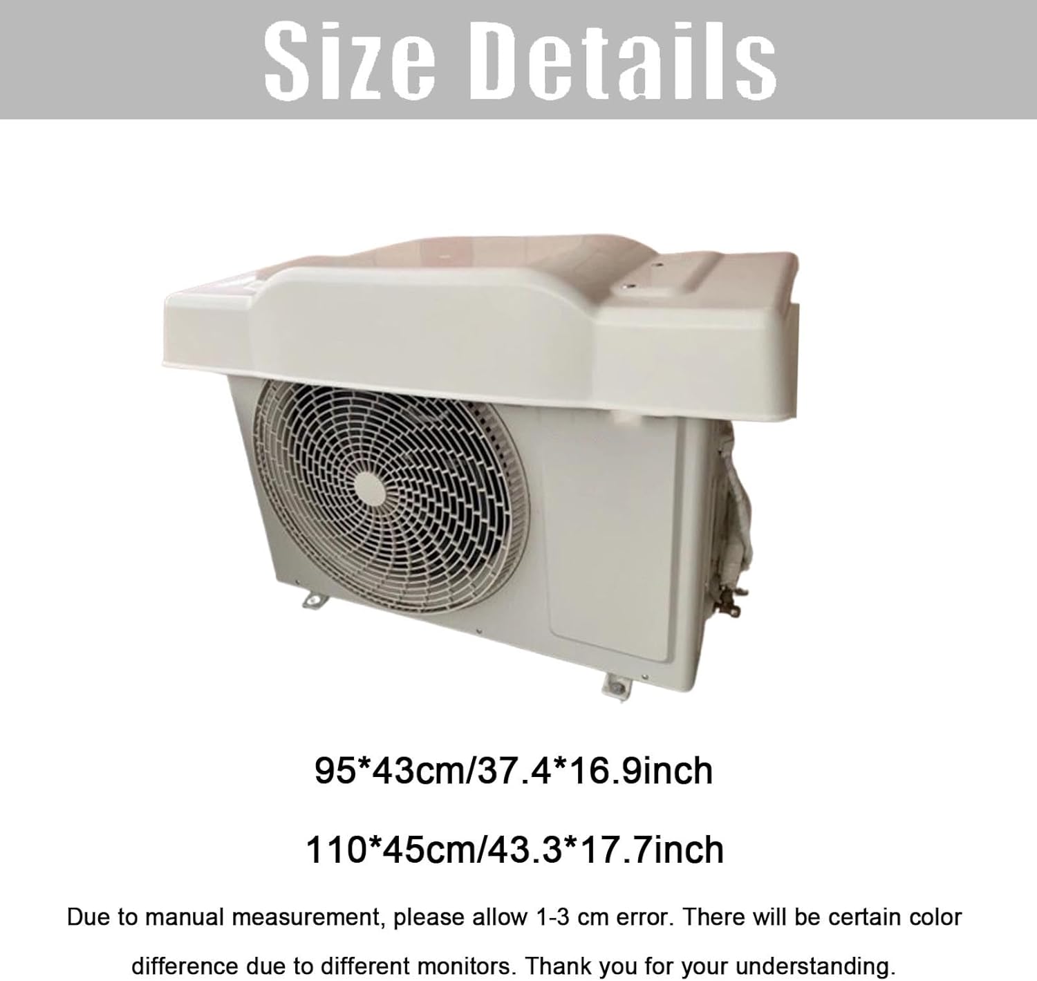Air Conditioner Unit Cover with Fixed Rope, Outdoor Window AC Units Protection Cover, Air Conditioner Umbrella Waterproof Defender(43.3 * 17.7inch)