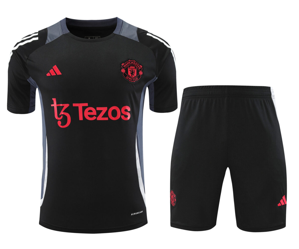 Conjunto de calentamiento Manchester United negro y gris - NewNow