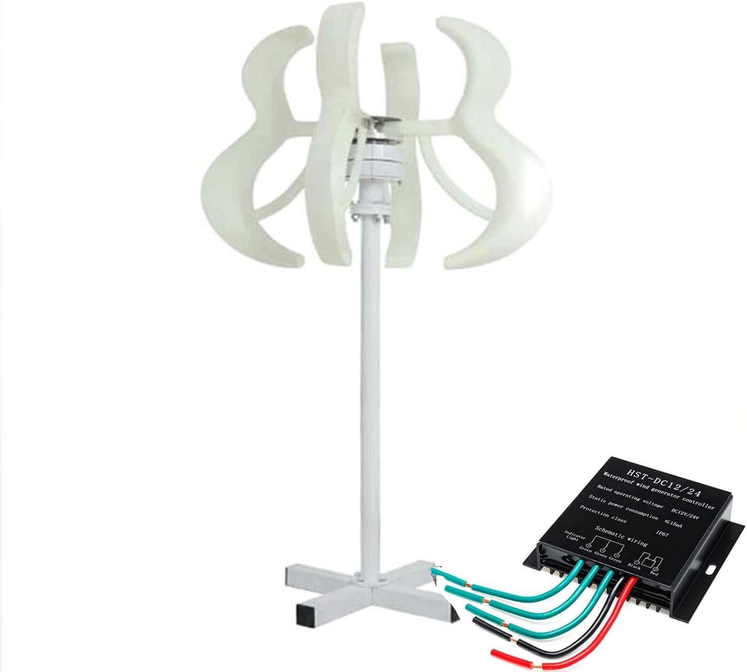 14000W Small Vertical Wind Turbine Vertical Wind Turbine, 12V 24V 48V 220V 3 Phase 5 Blades Home with Controller High Efficiency and No Noise