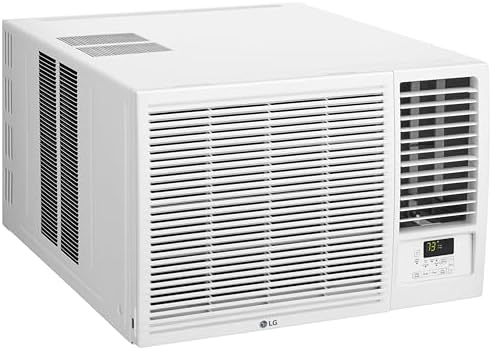 LG 18,000 BTU Window Air Conditioner with Heat, 230/208V, Cools 1,000 Sq.Ft. for Bedroom, Living Room, Basement, Apartment, with Remote, 2 Speeds, 24-Hour Timer, White