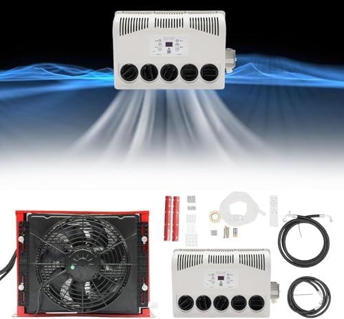 CNCEST Mini Split Truck Cab Air Conditioner for Semi Trucks Bus Caravan - Cooling Rapidly | 5 Wind Speed - 12V 11000 BTU Air Conditioner for Semi Truck Caravan Rvs Trucks Construction Vehicles, White