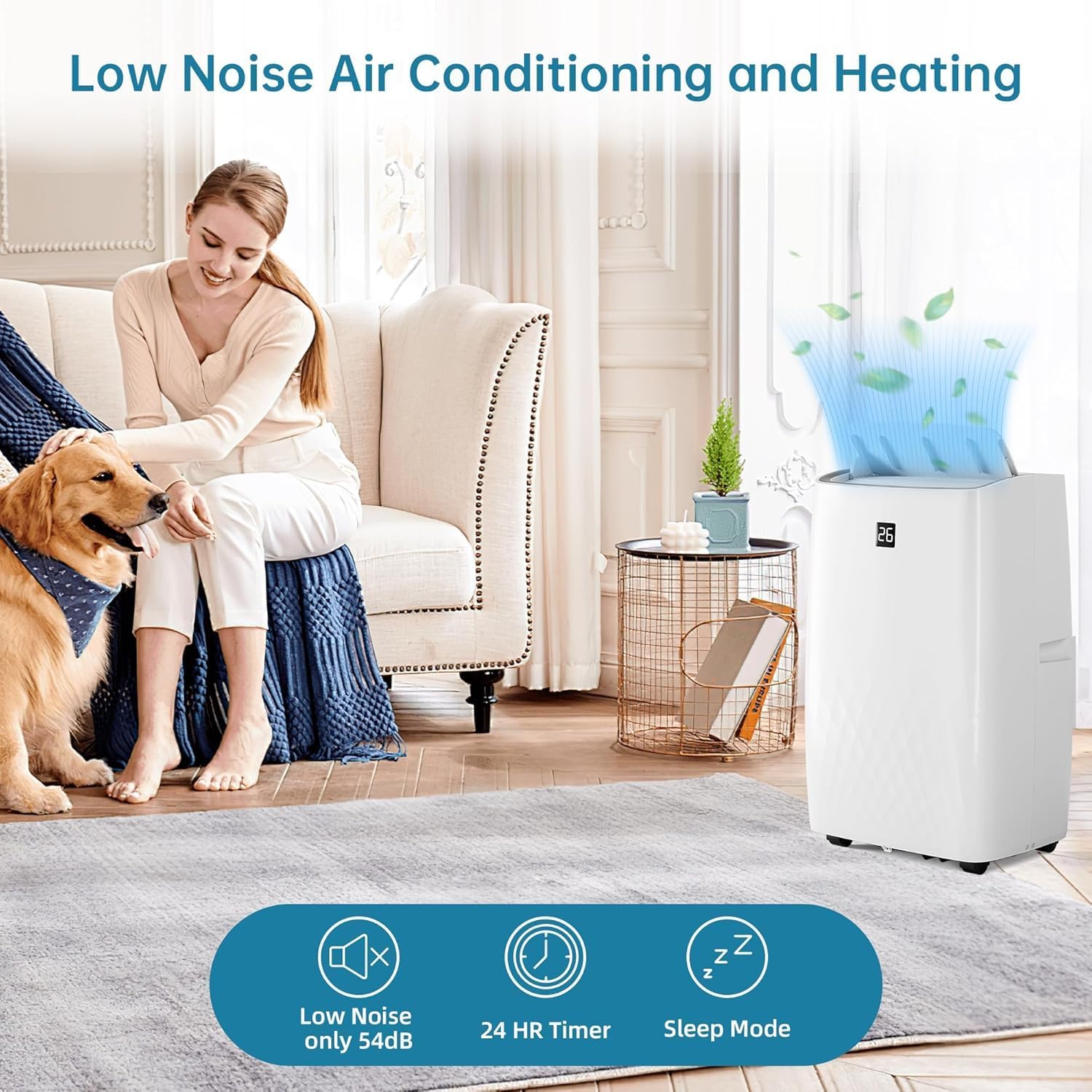 12,000 BTU Portable Air Conditioner | Includes Remote, Window Kit, and Pipe | Cools Up to 550 Sq. Ft. | Ideal for Home, Office, and Dorms