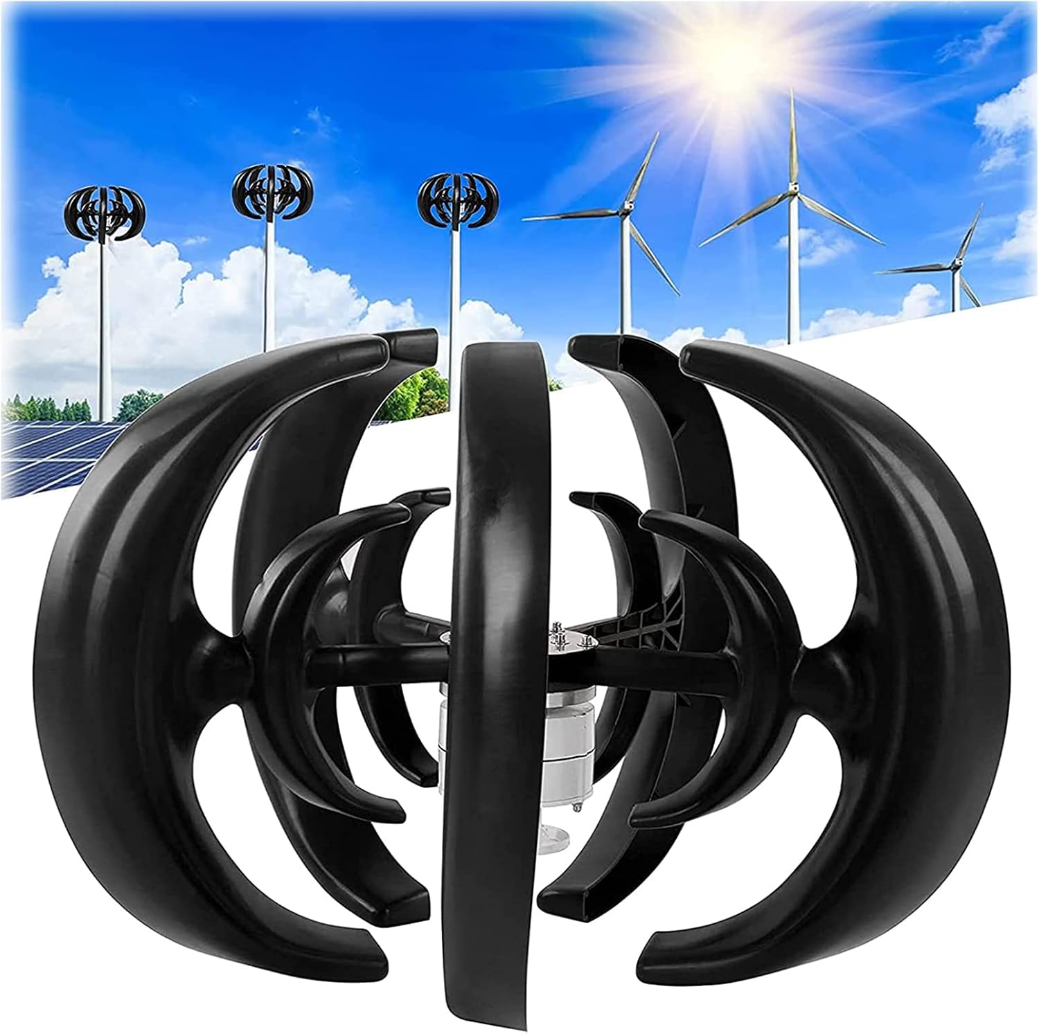 2000W Vertical Wind Power Turbine Generator 5-Blades Wind Turbine Generator 12V 24V DC Vertical Axis Wind Power Generator Kit with Controller,24V