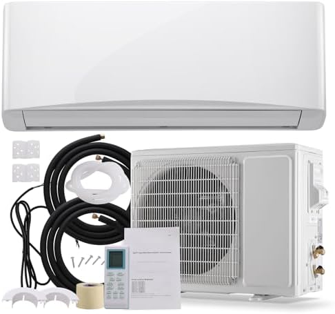 9000 BTU Mini Split Air Conditioner/Heater with Heat Pump 17 SEER2 115V Split AC Unit, Max Coverage Area Up to 450 Sq. Ft, Remote Control, Multiple Modes White