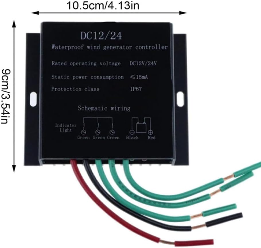 24V, 12V Mini Wind Turbine Generator Controller IP67 Waterproof 12V/24V /48V Automatic Controller for 600W Wind Turbine System with LED Indicator
