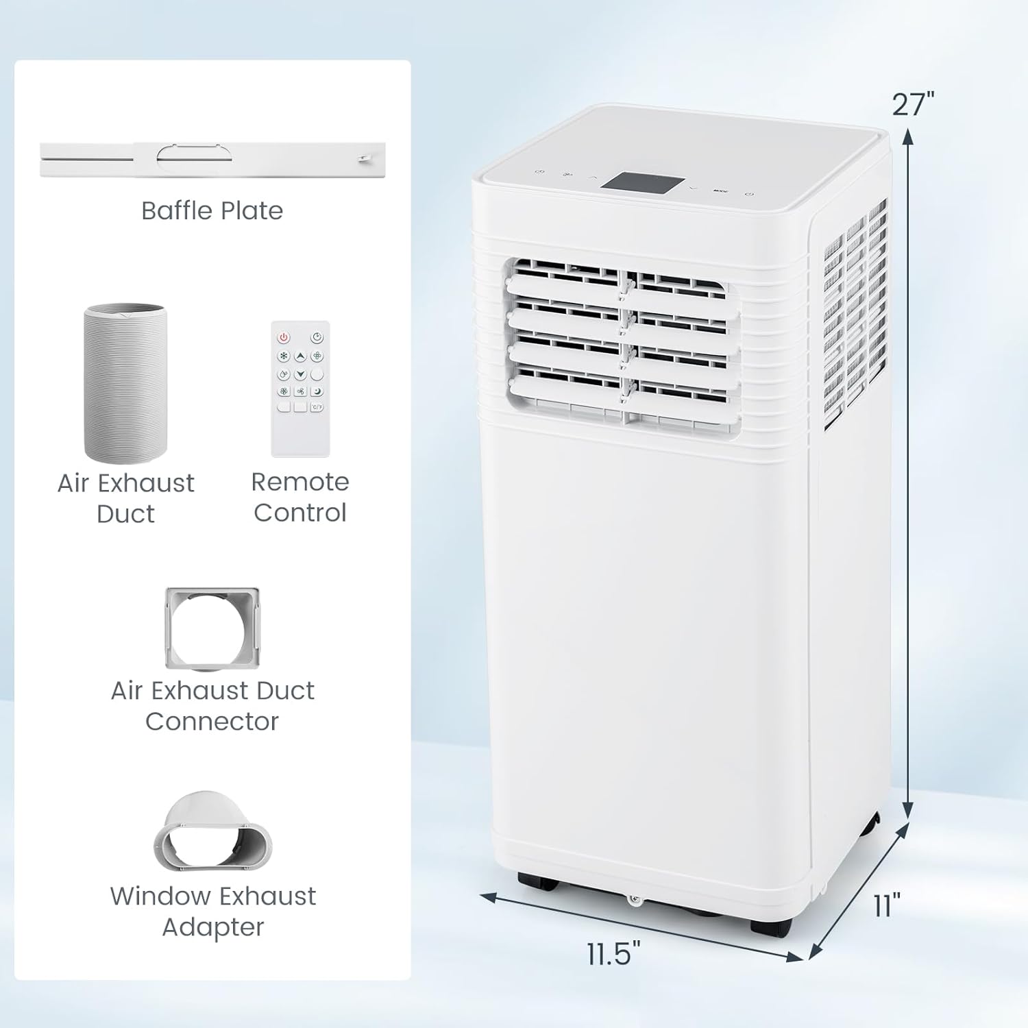 ARLIME 9000 BTU Portable Air Conditioner, 3-in-1 AC Unit w/Dehumidifier & Fan, Sleep Mode & 24H Timer, Air Cooler w/Remote, Detachable Filter & Window Kit, Cools Up to 300 Sq.Ft, White (9000 BTU)