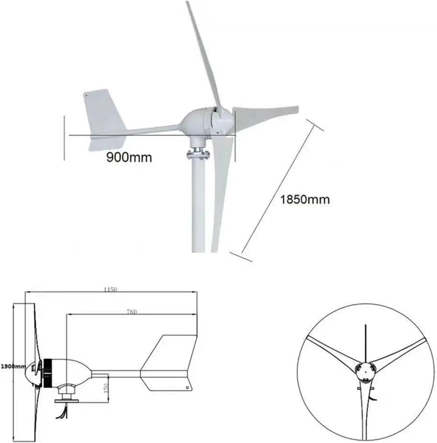 Wind Turbines, New Energy 2000W Wind Power Turbine nerator 12v 24v 48v Free Energy for Homeuse High Efficiency(12V)