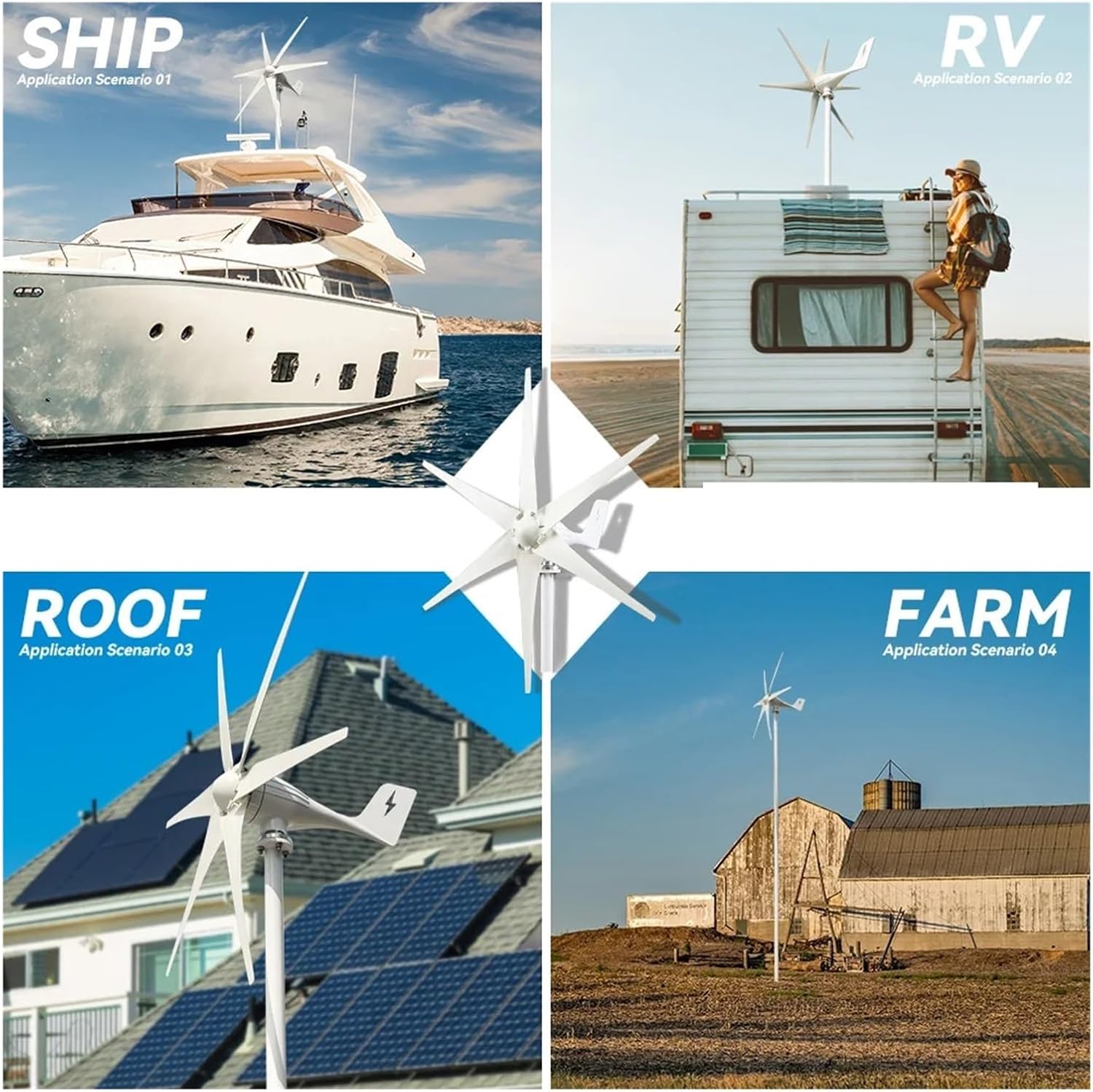 Wind Turbine Generator Power 3000w 3 6 8 Blades 12v 24v 48v with Mppt Controller for Home Use Industrial Energy(6 Blades,24V)