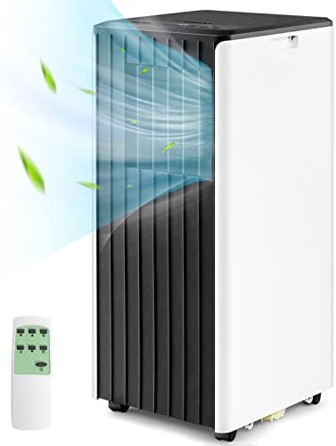 COSTWAY 8000 BTU Portable Air Conditioner, 3-in-1 AC Unit with Dehumidifier & Smart Sleep Mode, 24H Timer & Remote Control, Cools Rooms up to 250 Sq.Ft, Window Kit Included