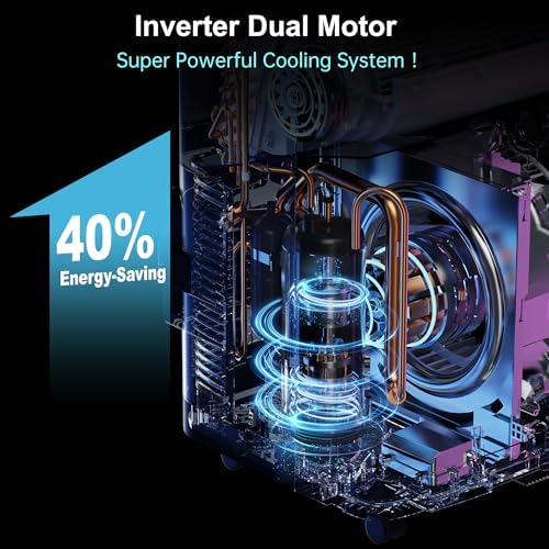 Inverter 16000BTU Portable Air Conditioners with Remote, Free Stand Cooling Portable AC Unit for Room up to 800 sq.ft, with Dehumidifier & Fan, Dual Hose, Quiet Sleep Mode(45dB), Windows Kit