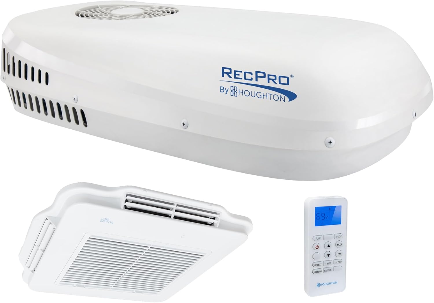 RecPro RV Air Conditioner 13.5K BTU | Low Profile Non-Ducted AC with Heat Pump | Quiet Cooling & Heating | 110–120V | Easy Install | for Campers, Travel Trailers, RVs, Motorhomes, Food Trucks (White)