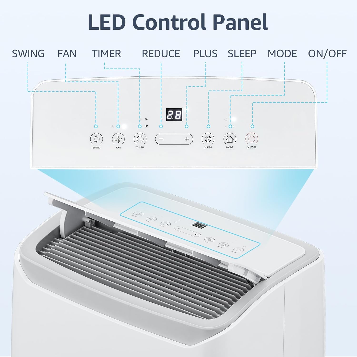 14,000 BTU Portable Air Conditioner - Free Standing AC Unit with Cooling/Fan/Dehumidifier for Rooms Up to 750 Sq.Ft, Includes Remote & Window Kit for Large Room, Office, Dorm, White