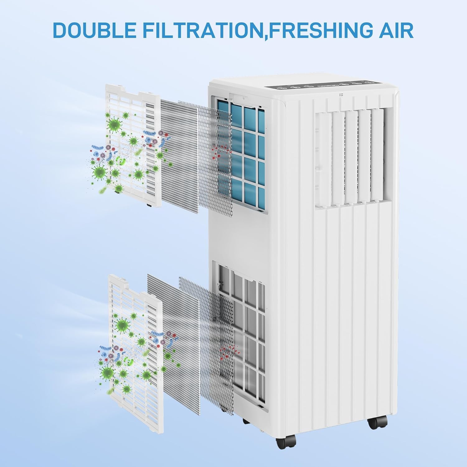 8000 BTU Portable Air Conditioner for Room, Portable AC Air Conditioner with Remote Control & Window Kit, 4-in-1 Air Conditioner Cools Up To 350 sq. ft, 1-24H Timers