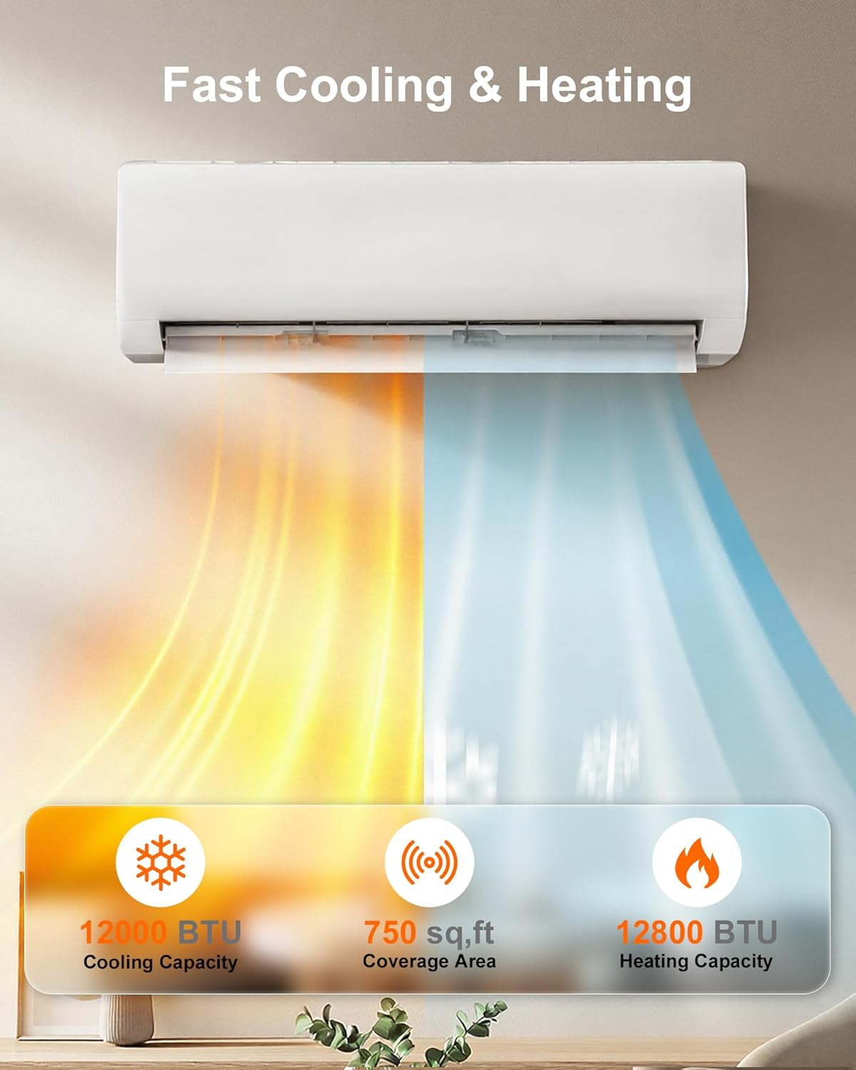 Energy-Efficient 230 V Mini Split Air Conditioner Inverter Heat Pump - 12000 BTU, Ductless Wall Mounted Precharged 17 SEER2 AC Unit with Installation Kit, Cool Up to 750 sq.ft