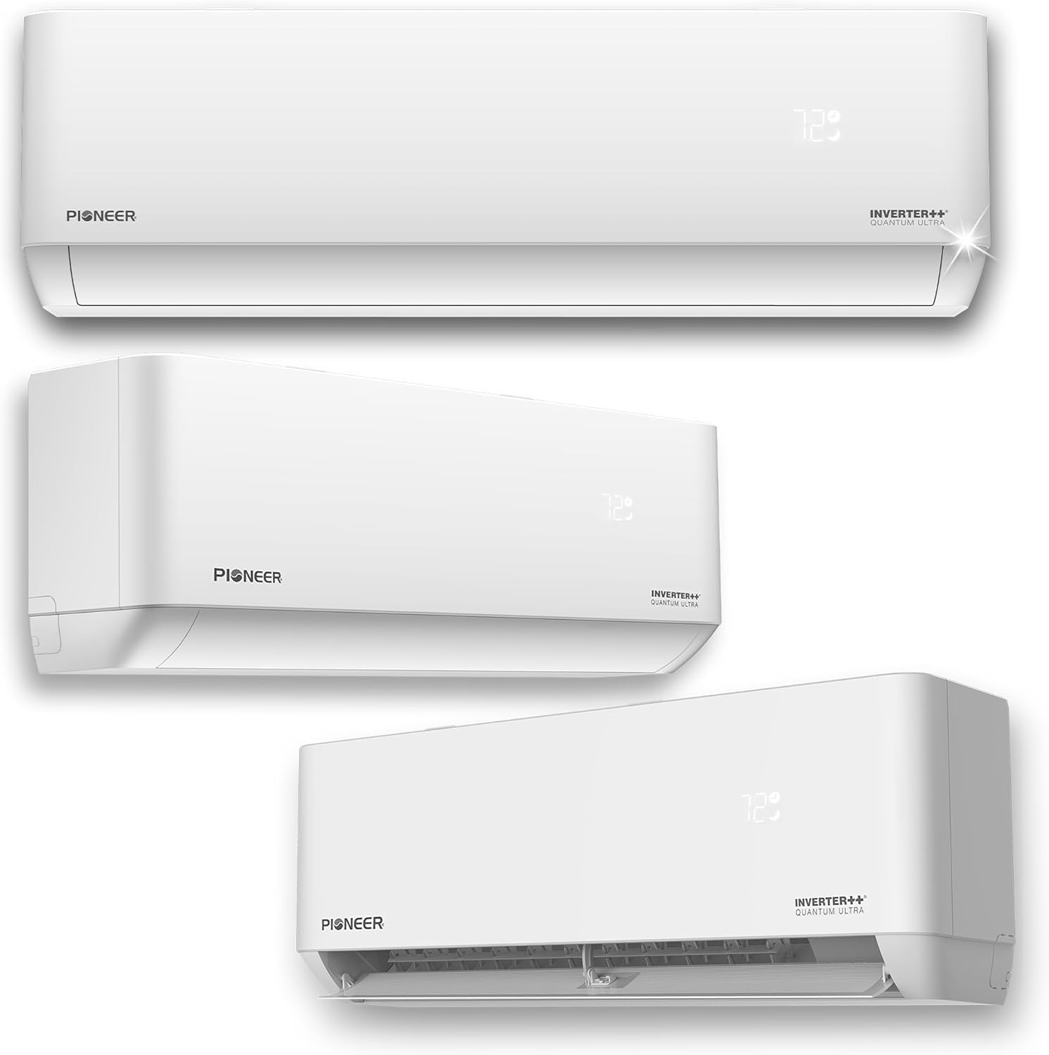 Triple Split 27000 BTU 2.25-Ton Quantum Ultra Wi-Fi 24 SEER2 Energy-Star Multi (3) Zone Wall Mount Air Conditioner Heat Pump 230-Volt