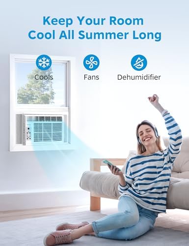 Midea 5,000 BTU Window Air Conditioner, Cools up to 150 Sq. Ft. with Easy-to-Use Reusable Filter, Remote, Perfect AC for Bedroom, Living Room, Home Office, Electronic Control