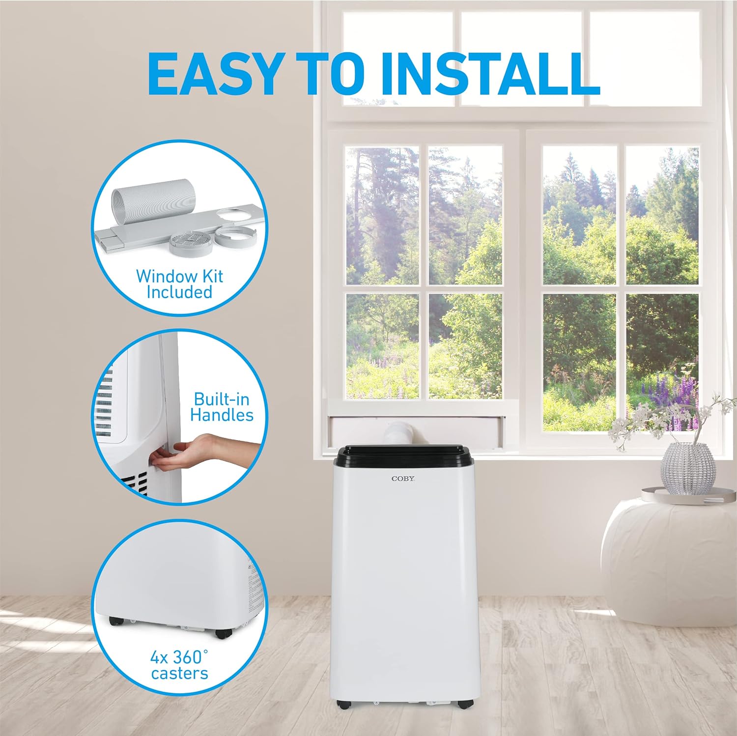 Coby CBPAC815H 4-in-1 AC Unit, Heater, Dehumidifier & Fan, 12,000 BTUs Portable-air-conditioners, White