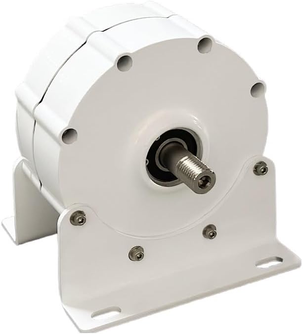 Electric Generator 2KW Low Speeds 48V 24V 12V 3 Phase Gearless Permanent Magnet AC Alternators for Wind Water Turbine Home Use Industrial Energy(with Base,Double Shaft_24V)