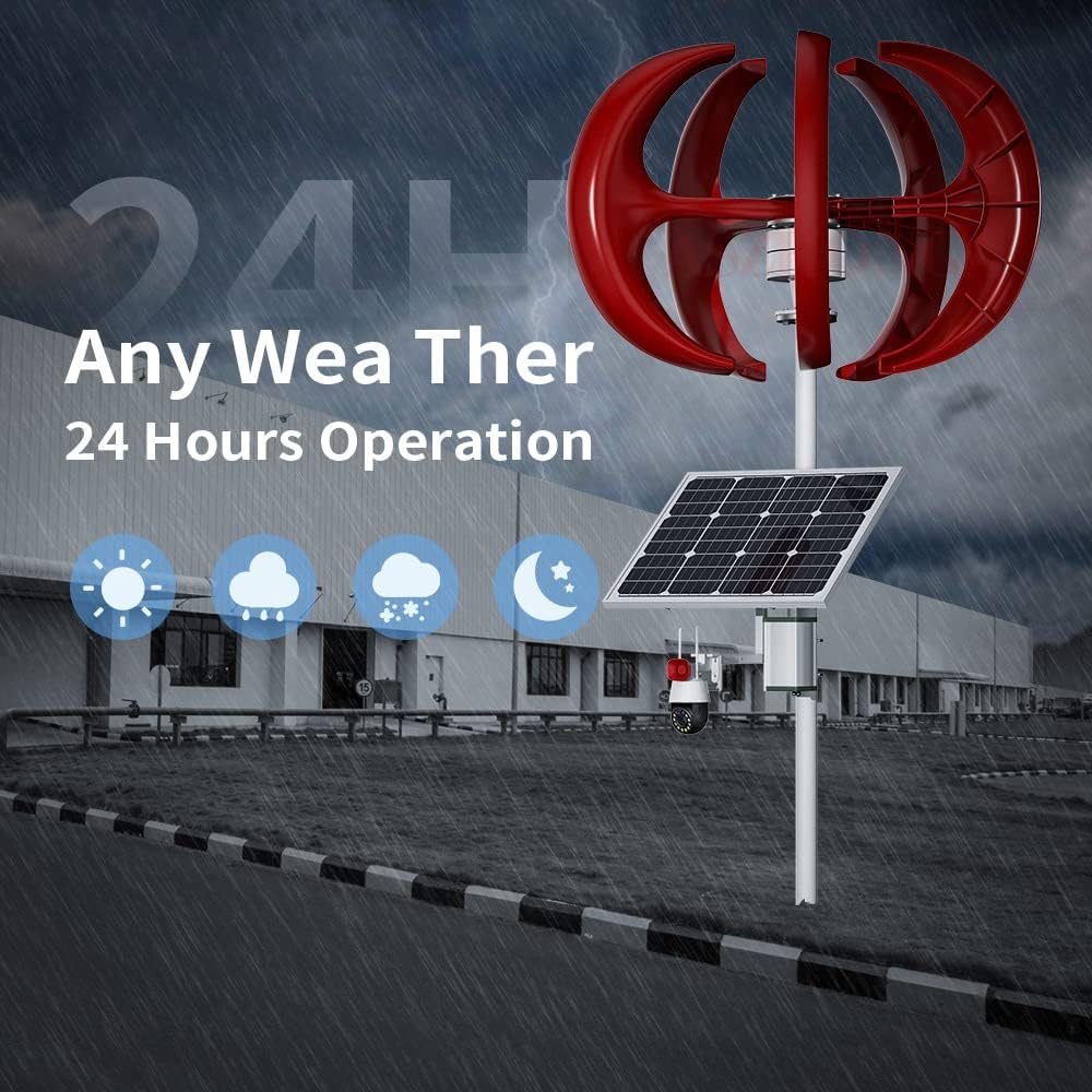 4500W Noiseless Vertical Wind Turbine Generator Kit, 12V 24V 48V 5 Blades Wind Turbines Generator with MPPT Controller Kit for Home Hybrids Streetlight