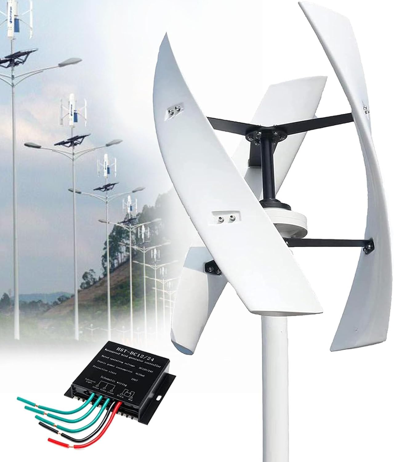 14000KW Wind Turbine Generator Kit 12V 24V 48V 220V Vertical Windmill Power Generator for Home, Three-Phase Maglev Generator,3 Blades,35