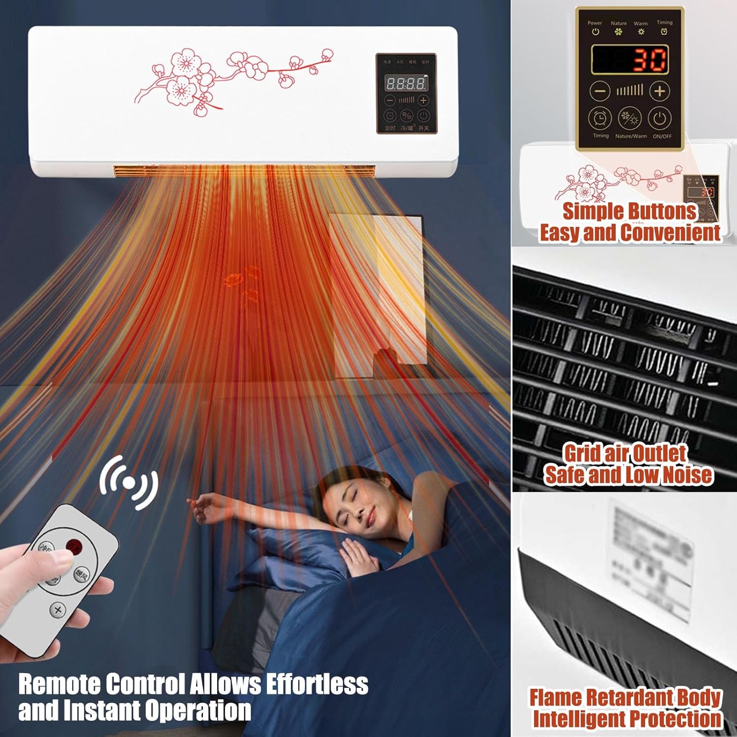 Portable Air Conditioner 2 In1 Mini Wall Mounted Smart Cooling and Heating Air Conditioner Fan for Bedroom Heater AC Unit Heating System Combo for Bathroom Office, RV(White)