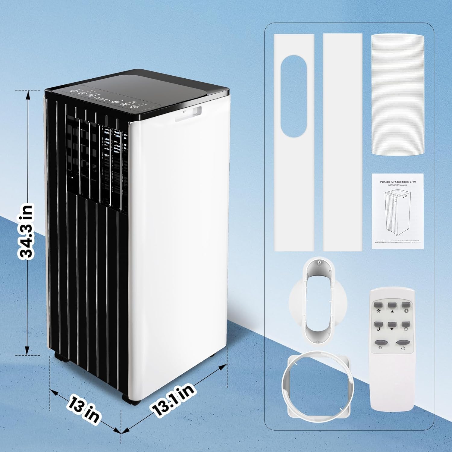 8000 BTU Portable Air Conditioner, 3 in-1 AC Unit with Fan & Dehumidifier, Quiet Cooling for Rooms Up to 350 Sq.Ft, Remote Control & 24H Timer, Ideal for Bedroom or Apartment Use