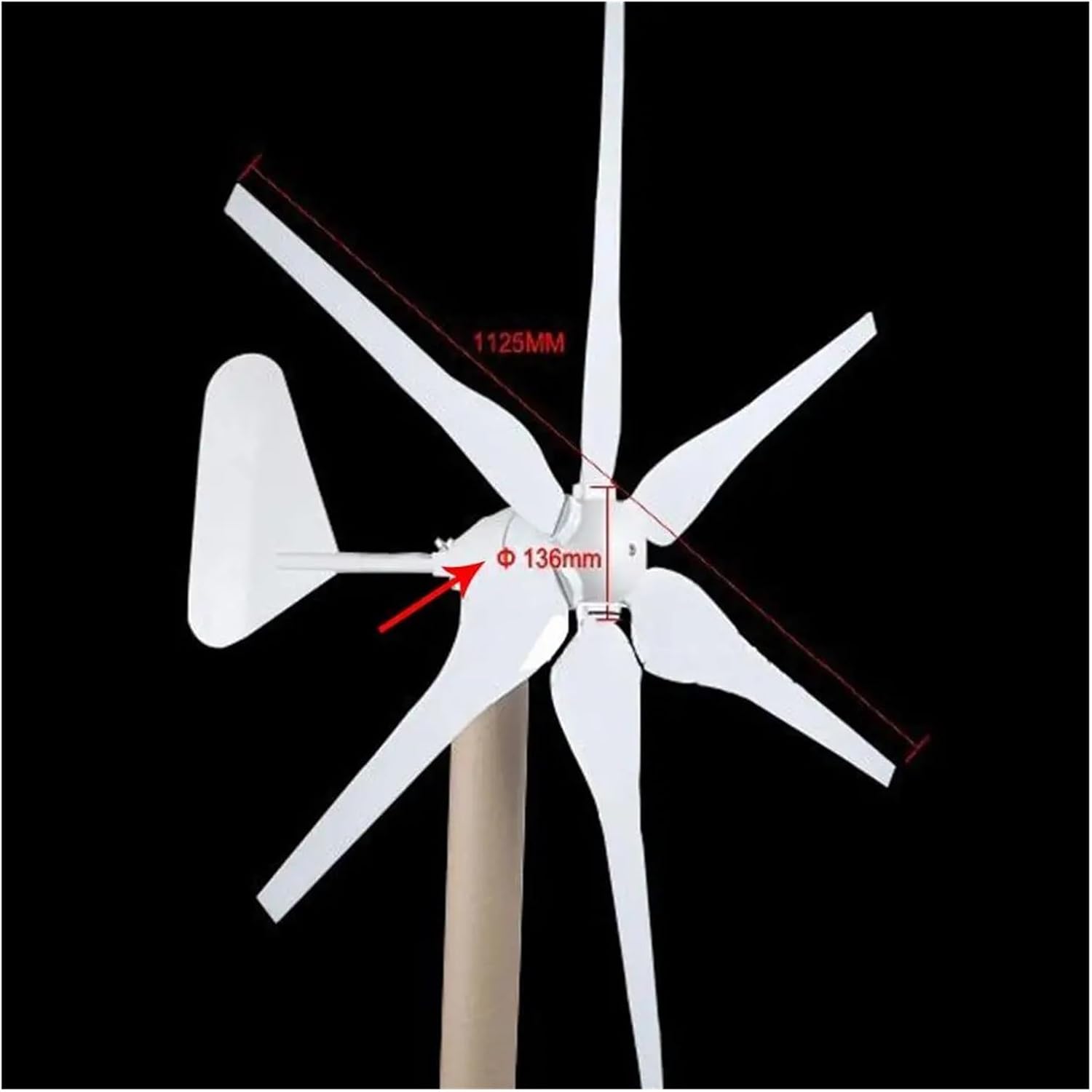 Wind Turbines, 500W Wind Turbine 12V 24V AC/DC Reinforced Blade Over Speed Protection Low Wind Speed Starting Wind Turbines(12V AC)