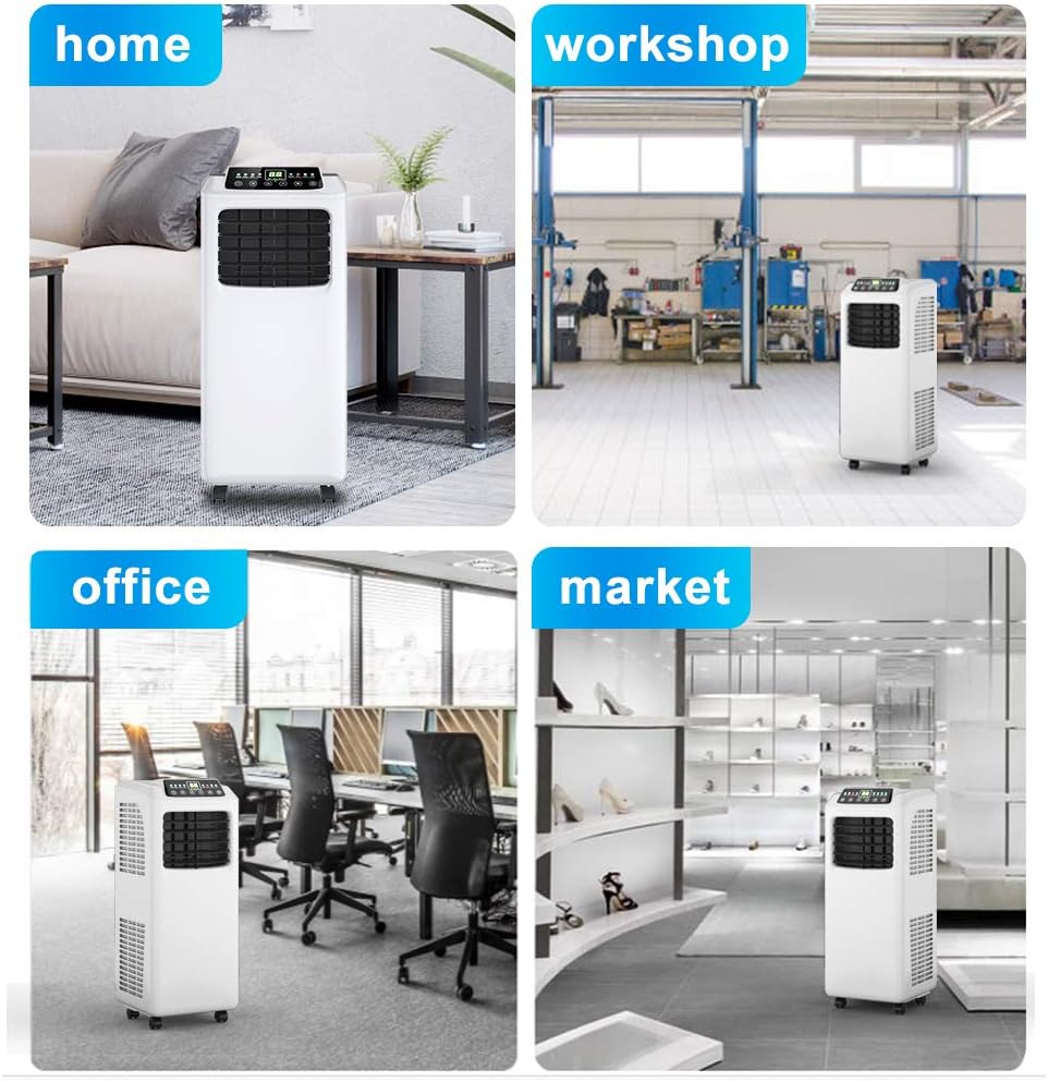 8000BTU Portable Air Conditioner, 3-IN-1 Easy cool Floor AC Unit with Dehumidifier, Remote Control, Complete Window Mount & Exhaust Kit, Air Conditioner for Office, Dorms, Living Room