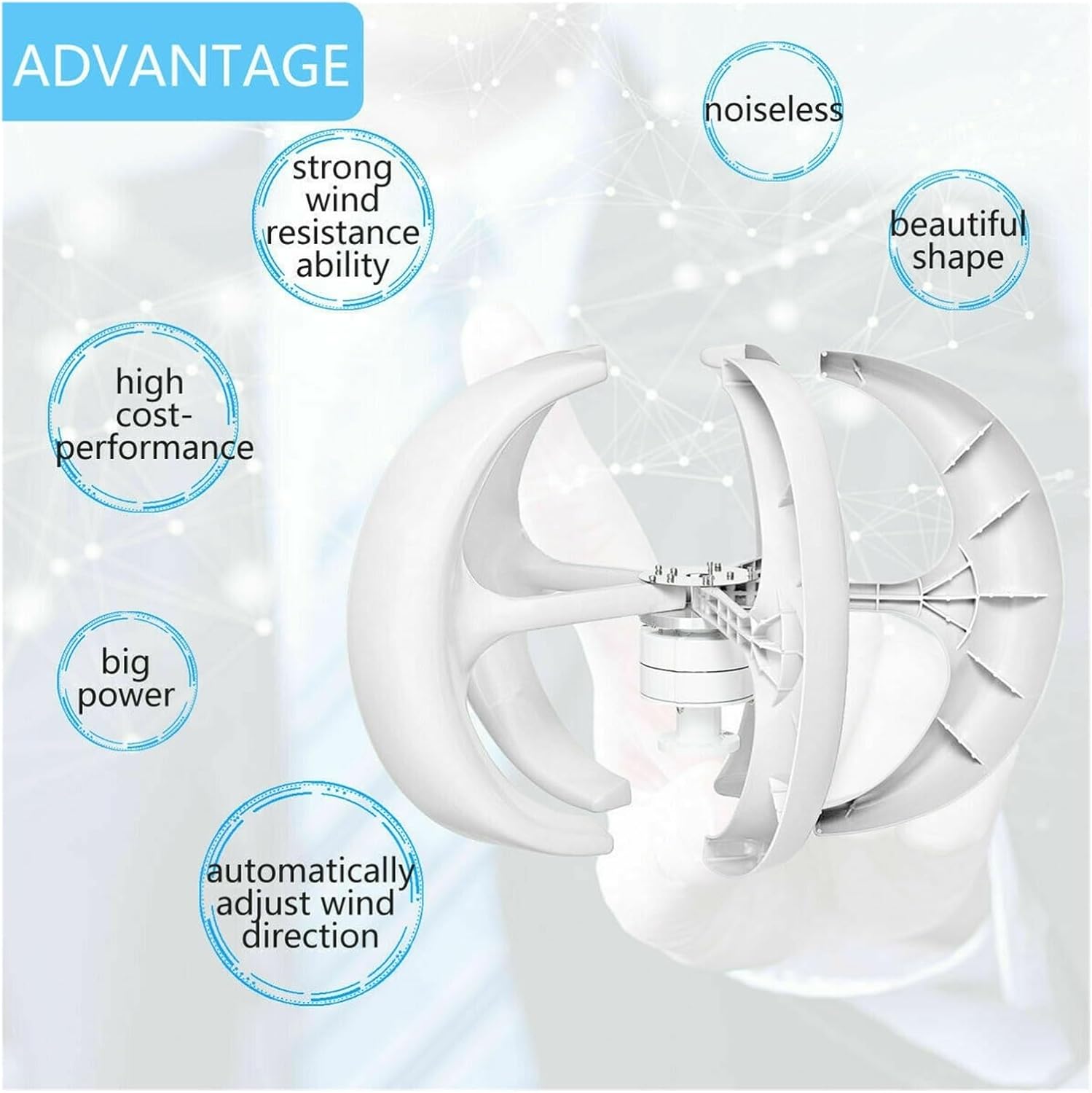 3000W Vertical Wind Turbine 12V 24V 48V Small Windmill Household Farm with Controller Wind Power Generator for Marine Industrial Energy(White,MPPT Control_12V)