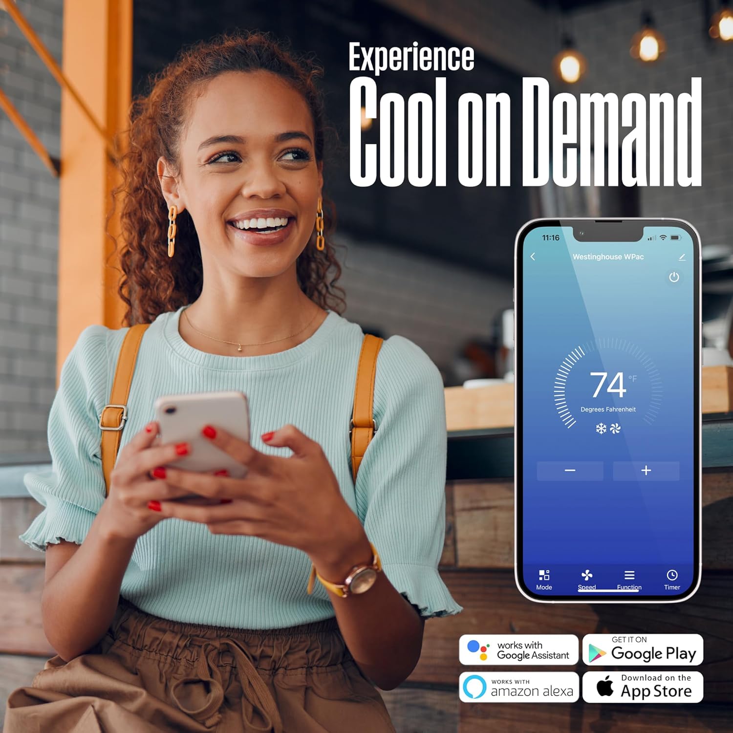 Westinghouse 12,000 BTU Air Conditioner Portable For Rooms Up To 550 Square Feet, Portable AC with Home Dehumidifier, Smart App, 3-Speed Fan, Programmable Timer, Remote Control, Window Kit,White