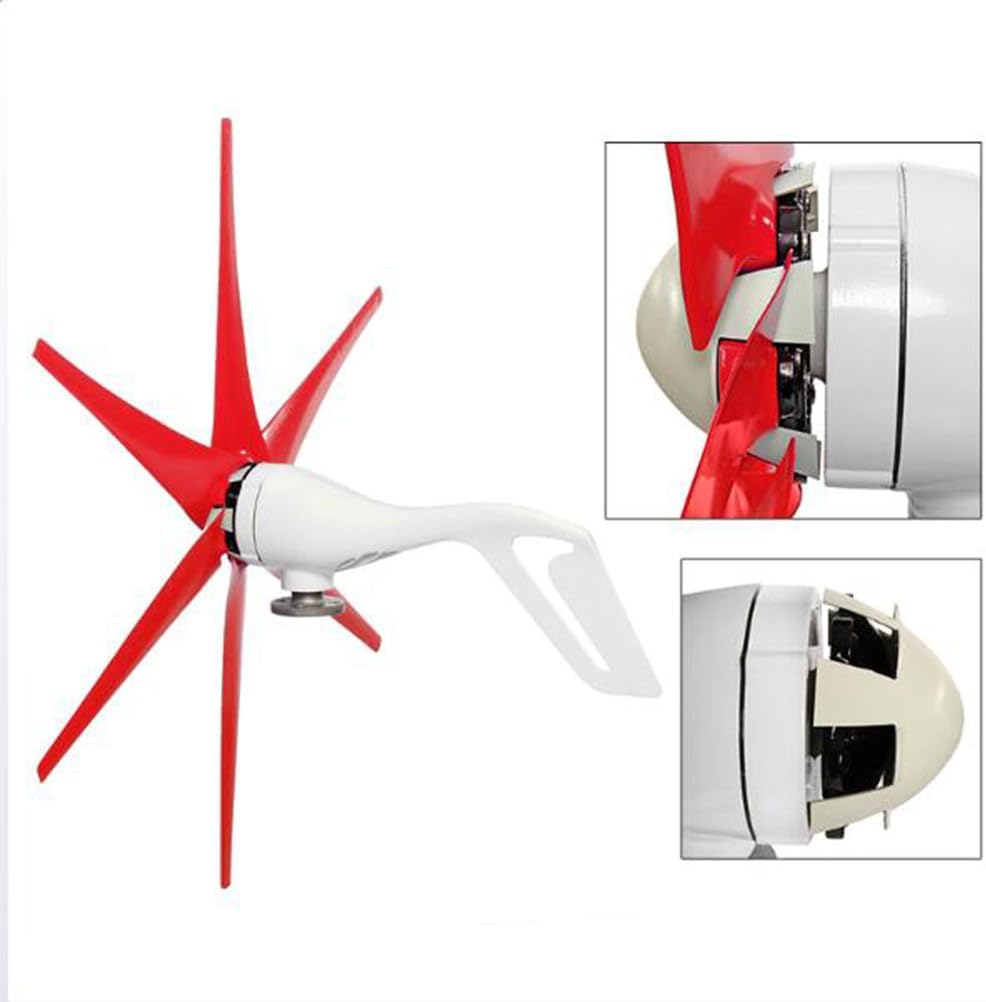 12v,BAOJUHUIKANG 12V/24V/48V 6 Blade Home Wind Turbine Generator Kit with Controller And 3-Phase Alternator, Small Windmill Generator for Home Park Boat,12000W-220V