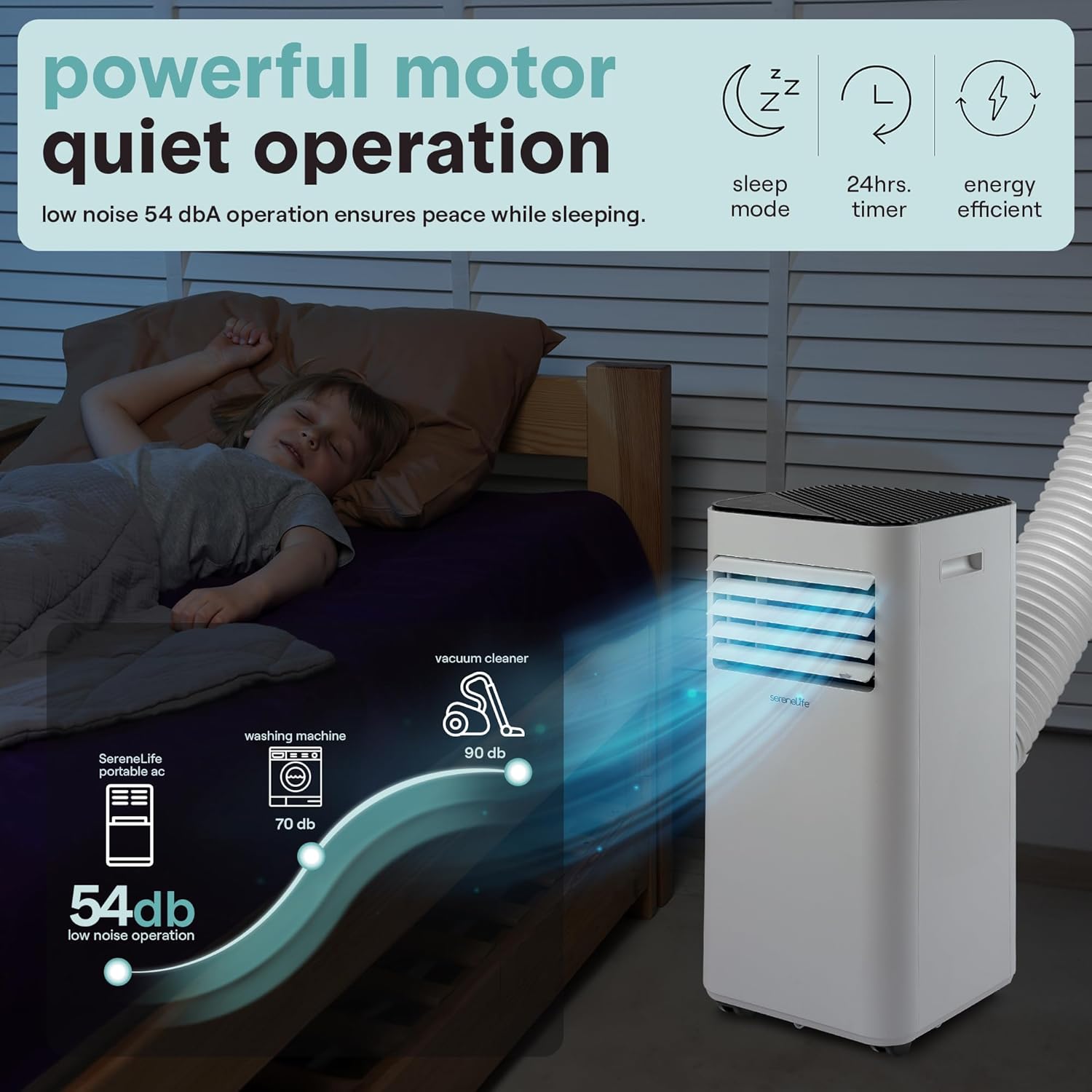 SereneLife Portable Air Conditioner 8,000 BTU with Built-in Dehumidifier - Portable AC unit for rooms up to 350 sq ft - Small AC Unit Remote Control, Window Mount Exhaust Kit