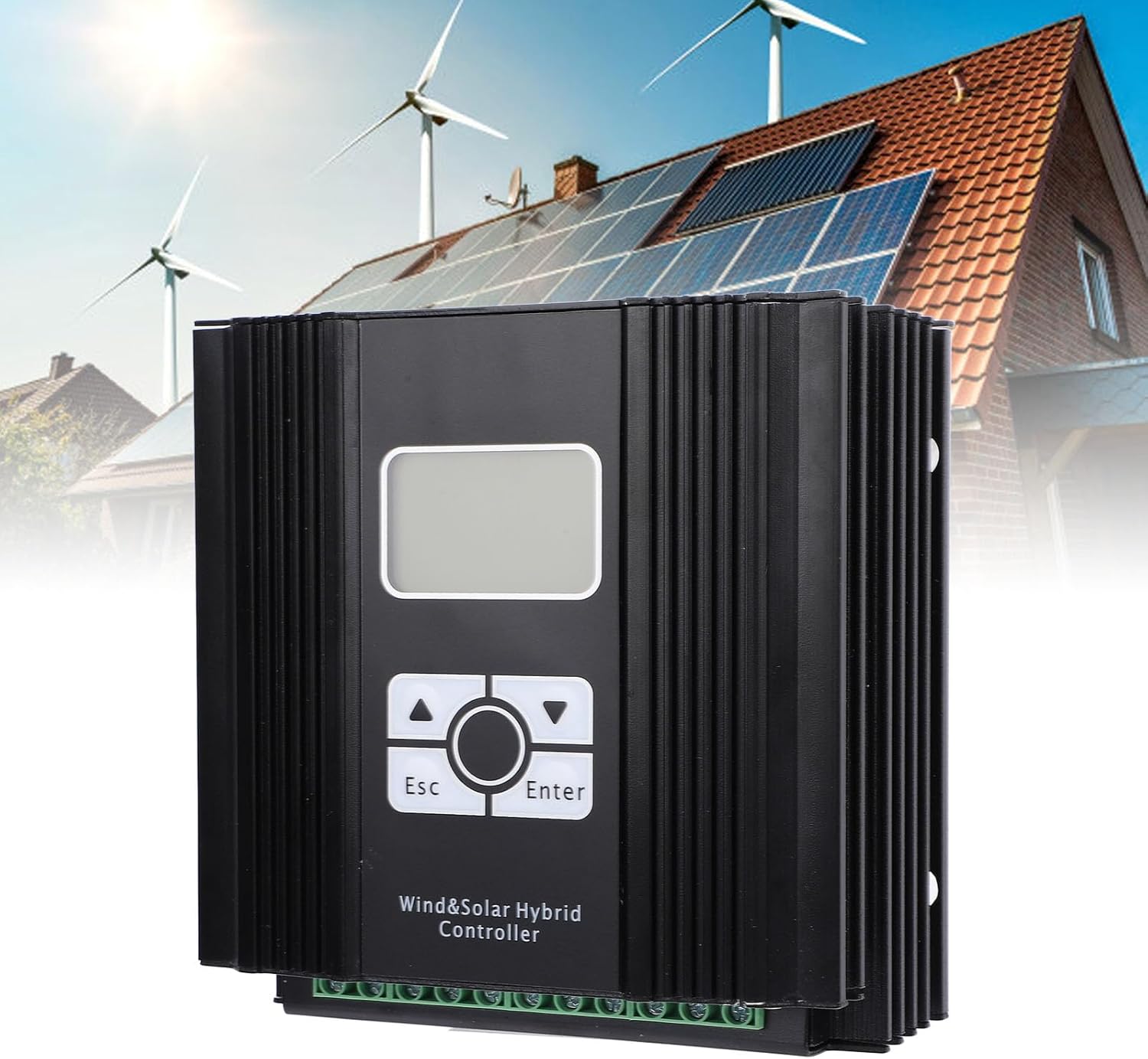 Garosa Wind Solar Charge Controller 12V/24V MPPT Hybrid Regulator with LCD Display Boost PWM Technology for Home Marine Street Light Systems (600W Fan)
