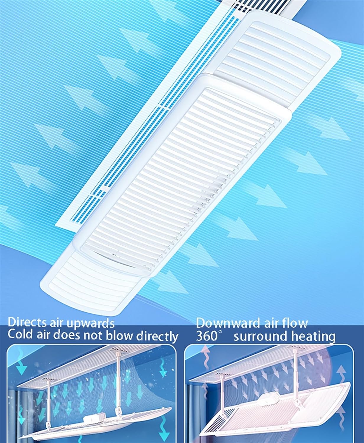 Air conditioning deflector Louvered Type Central AC Air Flow Deflector, Adjustable Air Conditioner Deflector, Air Wing Air Cooled/Hot Baffle Wind Direction Windshield for Home