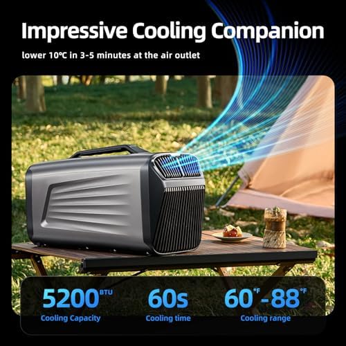 Portable Camping Air Conditioner for Outdoor and Indoor Use, Quiet Air conditoning For Small Rooms，5200BTU Fast Cooling Capacity for Tent AC