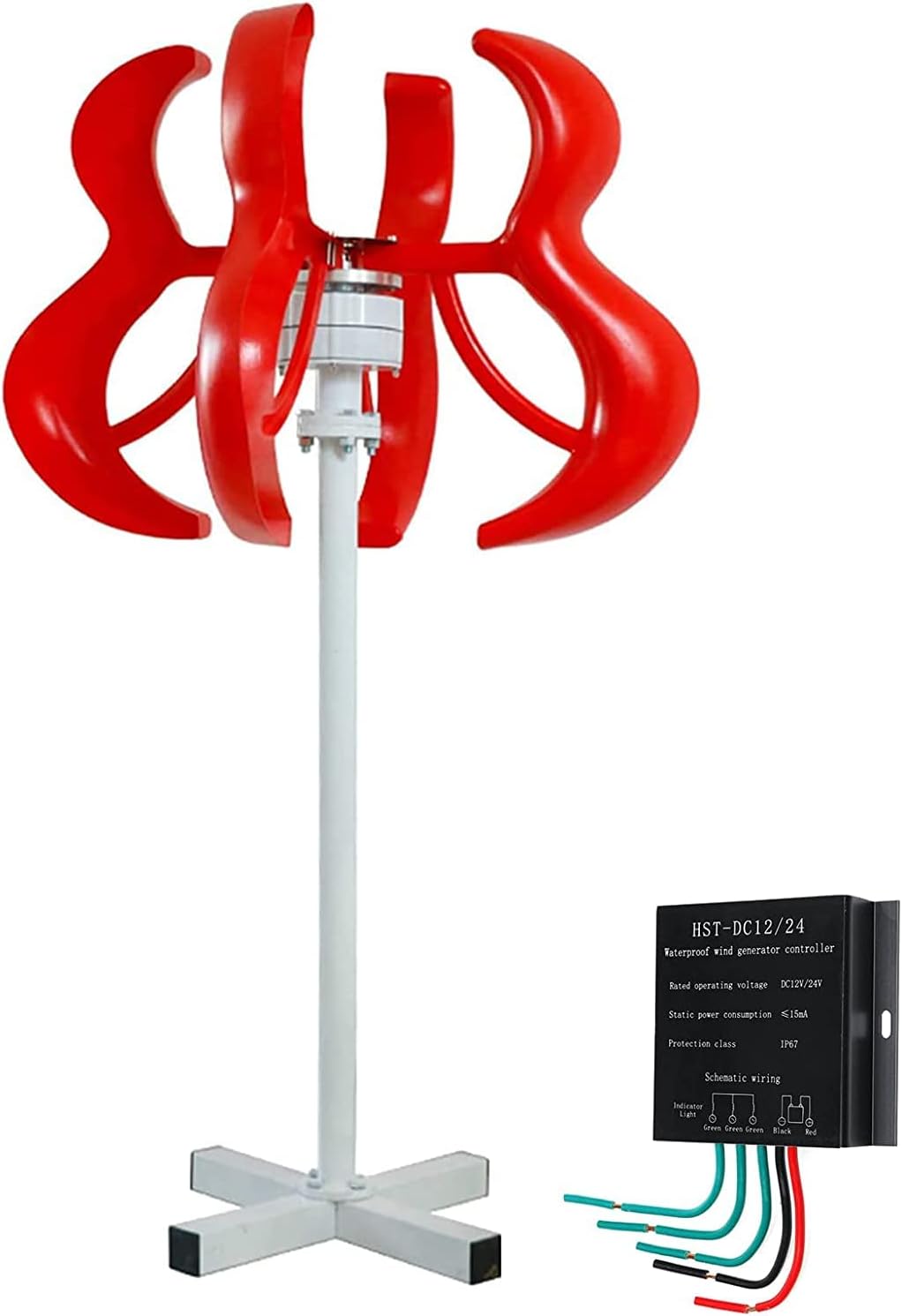 6000W Wind Turbine Generator, 5 Blades Vertical Axis Wind Turbines Generator Kit for Home Hybrids Streetlight Use 3 Phase AC Output