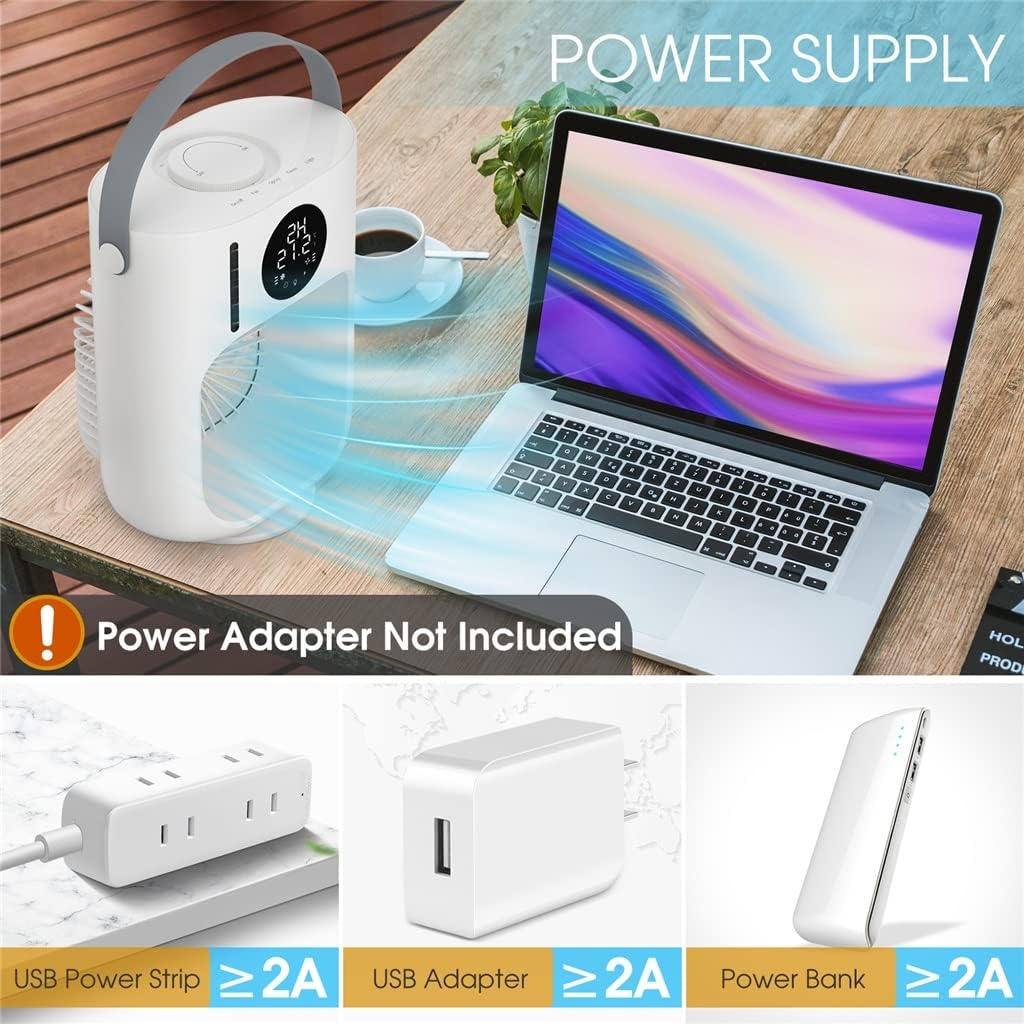 Mini Air Conditioner LED Display Fan Cooler Colorful Atmosphere Light Water Cooling Fan Home Office Portable (Color : White, Size : 22 * 27.5cm) (White 22 * 27.5cm)
