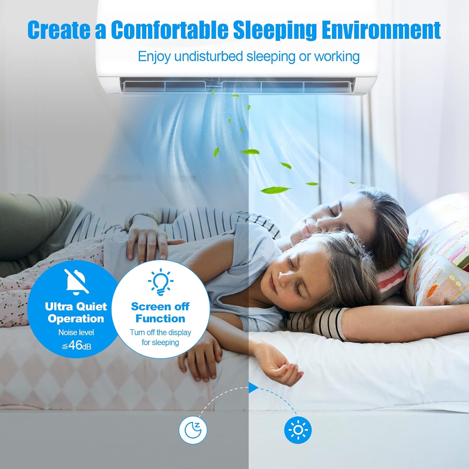 LDAILY Split Air Conditioner, Inverter Air Conditioner with 5 Operation Modes, 4 Speeds, & Self-cleaning Function, Remote Control & Installation Kit Included, Good Performance Ac Unit (18000Btu, 220V)